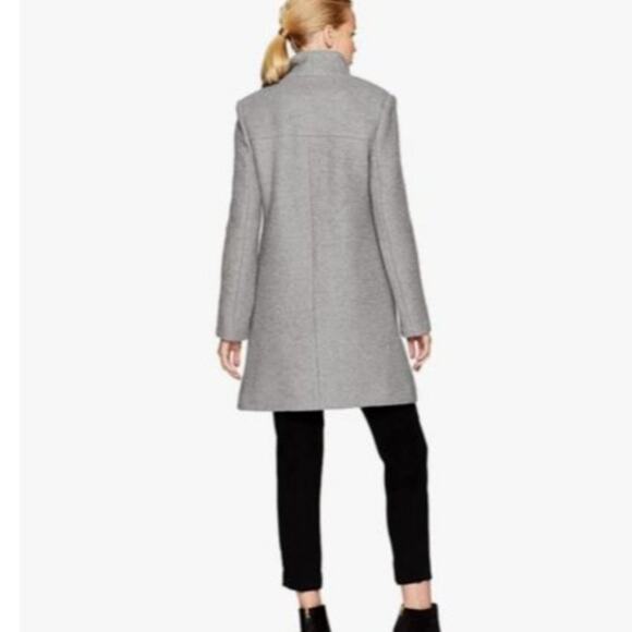 Kenneth Cole New York Wool Blend Boucle Coat Women's Large Gray Cozy Peacoat - Picture 2 of 15